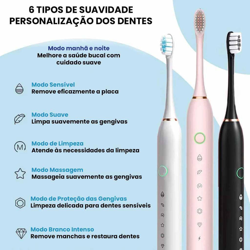 Escova de Dentes Elétrica – Limpeza Profunda com Tecnologia Sônica